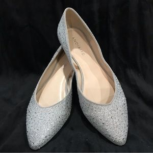 ANDIAMO SILVER SPARKLE FLATS